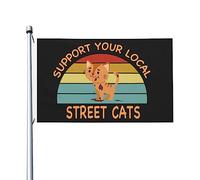 Soutenez votre drapeau de chats de rue local, bannière extérieure amusante double face pour chambre de garçons 3x5 pieds, soutenez votre tapisserie de chats de rue locale pour dortoir