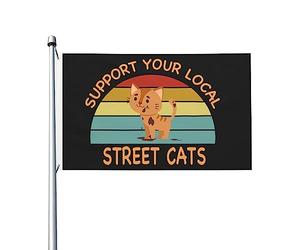 Soutenez votre drapeau de chats de rue local, bannière extérieure amusante double face pour chambre de garçons 3x5 pieds, soutenez votre tapisserie de chats de rue locale pour dortoir