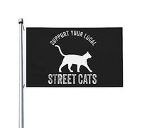 Soutenez votre drapeau de chats de rue local, drapeaux esthétiques double face, bannière extérieure pour fête 3x5 pieds, soutenez votre tapisserie de chats de rue locale pour le salon