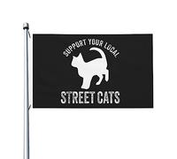 Soutenez votre drapeau de chats de rue local, drapeaux vintage double face, bannière extérieure pour maison 3x5 pieds, soutenez votre tapisserie de chats de rue locale pour le bureau