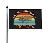 Soutenez votre drapeau de chats de rue local pour les gars de la chambre, bannière extérieure double face unique pour chambre de garçons 3x5 pieds, soutenez votre tapisserie de chats de rue locale pou