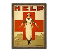 Souter WWI War Nurse Red Cross Australia Help Advert Artwork Framed Wall Art Print 18X24 Inch Guerre Traverser Australie La publicité mur