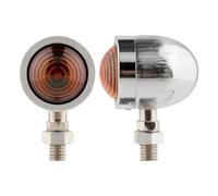 SOUTES Accessoires pour indicateurs Clignotant De Moto Ambre, 2 Pièces, Phare 12v Lampe Témoin Bullet(Chrome)