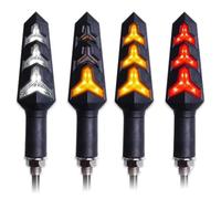 SOUTES Accessoires pour indicateurs Clignotants De Moto, Relais Intégré, Clignotant, Indicateur D'arrêt, Lumière Coulante, Pliable(2 Red 2 White)