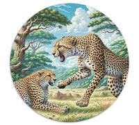 South African Gepards 1000 Pièces Puzzle Rond Les animauxs Haustiers Cute Adultes Et Enfants Encastrement Facile Qualité Premium Relaxation Activité Kunstistique 1000pcs (67.5x67.5cm)