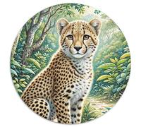 South African Gepards Puzzle Rond 1000 Pièces Les animauxs Haustiers Cute Enfants Cadeau InspiRatteions Voyage Réduction du Stress 1000pcs (67.5x67.5cm)