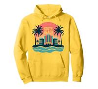 South Beach Poster rétro Art déco Paradis Tropical Sweat à Capuche, Unisexe pour Adultes, Citron, XXL
