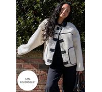 South Beach South Beach Black Reversable Borg PU Button Down Jacket