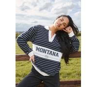 South Beach South Beach Blue Montana Stripe Rubgy Shirt