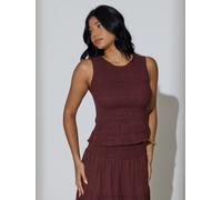 South Beach South Beach Brown Shirred Sleeveless Top