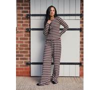 South Beach South Beach Brown Stripe Knitted Wide Leg Trousers