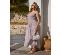 South Beach South Beach Brown Stripe Smocked Maxi Dress Brown EU 40 (UK 12)