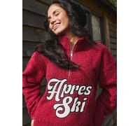 South Beach South Beach Burgundy Red Apres Ski Quarter Zip Borg Jacket