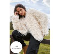 South Beach South Beach Cream Reversible Faux Fur Suede Jacket