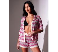 South Beach South Beach Pink Knitted Crochet Chevron Beach Shorts Pink M (EU 40-42)