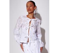 South Beach South Beach White Embroidered Mirror Disc Detail Tie Front Top