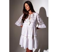 South Beach South Beach White Mirror Detail Tie Neck Dress White EU 40 (UK 12)