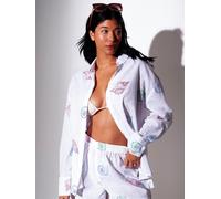South Beach South Beach White Sequin Seashell Embroidered Long Sleeve Beach Shirt White EU 38 (UK 10)