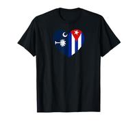 South Carolina and Cuba Flags: Heart Shaped Unity T-Shirt