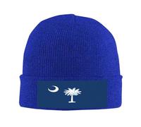 South Carolina Flag Knit Beanie Hat for Homme/Women Men's Knit Cuffed Beanie Beanie - Knit Hats for Winter Soft and Warm, bleu, taille unique