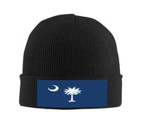 South Carolina Flag Knit Beanie Hat for Homme/Women Men's Knit Cuffed Beanie Beanie - Knit Hats for Winter Soft and Warm, noir, taille unique