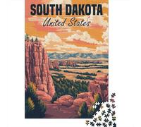 South Dakota Landscape Puzzle Adulte De 1000 Pièces, 38x26cm/1000pcs, Pièces Blanches Faciles À Trier; pour Partager Un Moment Loin des Écrans