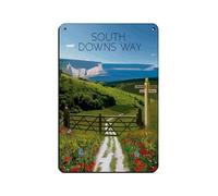 South Downs Way Poster rétro en métal avec inscription « National Trail » - Décoration murale - 20 x 30 cm