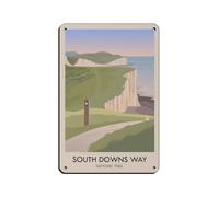 South Downs Way Poster rétro en métal avec inscription « National Trail » - Décoration murale - 20 x 30 cm