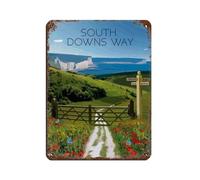 South Downs Way Poster rétro en métal avec inscription « National Trail » - Décoration murale - 30 x 40 cm