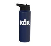 South Korea Country Code with Flag Trendy College Style Stainless Steel Insulated Water Bottle