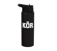 South Korea Country Code with Flag Trendy College Style Stainless Steel Insulated Water Bottle