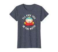 South Park Cartman Kick You in The Nuts T-Shirt, Femme, Bleu Chiné, L
