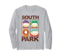 South Park Character Grid Distressed Funny Cartoon Manche Longue