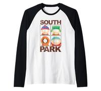 South Park Character Grid Distressed Funny Cartoon Manche Raglan