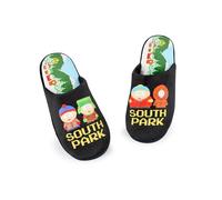 South Park Chaussons pour Hommes | Mules Noires pour Adultes avec Imprimé en Pixel de Cartman, Kenny, Stan & Kyle | Chaussons avec Imprimé Totalement sur la Semelle | Loungewear de Dessins Animés