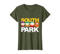 South Park Gang sur Le Dessus du Logo T-Shirt, Femme, Olive, XS