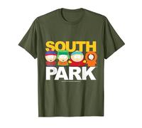 South Park Gang sur Le Dessus du Logo T-Shirt, Homme, Olive, XL