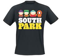 South Park Homme T-Shirt Manches Courtes Noir XL 100% Coton Regular/Coupe Standard