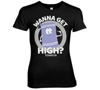 South Park Officiellement sous Licence Towelie - Wanna Get High Femme T-Shirt (Noir), S