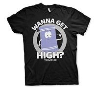South Park Officiellement sous Licence Towelie - Wanna Get High Hommes T-Shirt (Noir), L