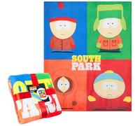 South Park Plaid Polaire 130x150 cm Couverture Douce Canapé Lit Chambre Cartman Kenny Stan Kyle Décoration Maison Idée Cadeau Homme et Ado (Multi)