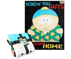 South Park Plaid Polaire 130x150 cm Couverture Douce Canapé Lit Chambre Cartman Kenny Stan Kyle Décoration Maison Idée Cadeau Homme et Ado (Noir/Multi Eric)