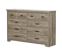 South Shore Versa Collection Commode double 8 tiroirs, chêne vieilli avec poignées antiques