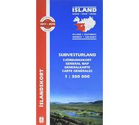 South West Iceland Map 1:300 000 - text in Icelandic, English, German and French