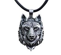 southbankstore Collier avec pendentif tête de loup Alpha mâle, bijou cadeau pour homme et femme