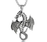 southbankstore Collier personnalisé en forme de dragon féroce avec pendentif en forme de dragon, Zinc