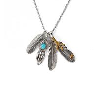 southbankstore Long collier vintage pour homme avec pendentif en forme de griffe d'aigle et plume, Zinc