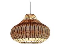 Southeast Asian Style Rattan Pendant Light Fixtures Woven Basket Shade Lamp Coastal Boho Chandelier for Kitchen Island Dining Living Room(50 * 40cm)