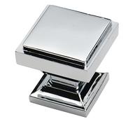 Southern Hills SHKM002-CHR-5 Lot de 5 boutons de placard carrés en chrome poli pour salle de bain, commode moderne, poignées de cuisine, quincaillerie chromée, boutons de tiroir d'armoire