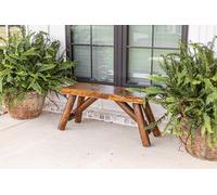 SOUTHERN RUSTIC LOGWERKS SRL Banc d'intérieur - Banc en bois de pin et de cèdre - Décoration de porche avant - Petit banc à bords vivants pour entrée, jardin et plus encore - Banc en bois fabriqué à